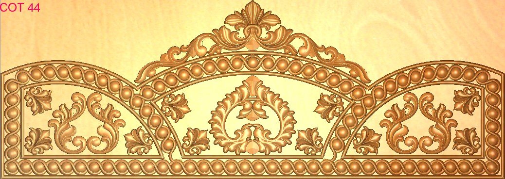 COT DESIGNS - COT-44 Decorative Floral Bed Headboard Relief 3D Model